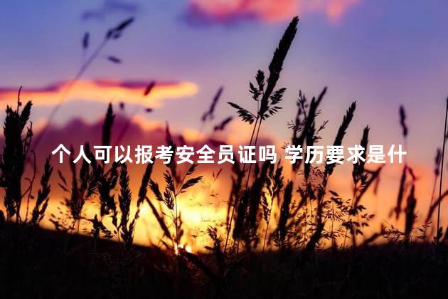 个人可以报考安全员证吗 学历要求是什么?